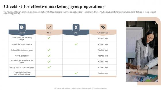 Checklist For Effective Marketing Group Operations Topics Pdf