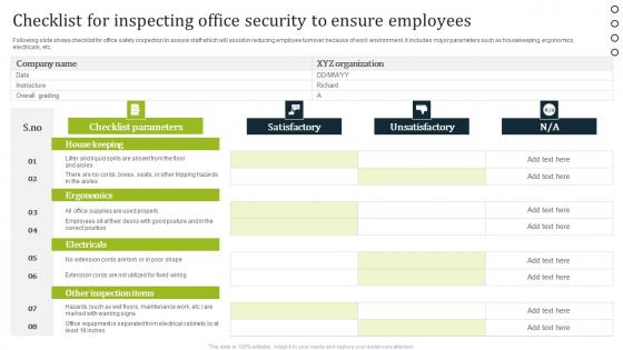 Checklist For Inspecting Office Security To Ensure Employees Portrait Pdf