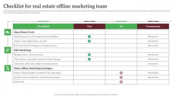 Checklist For Real Estate Offline Marketing Team Out Of The Box Real Designs Pdf