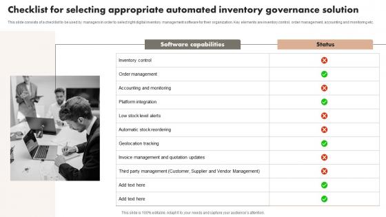 Checklist For Selecting Appropriate Automated Inventory Governance Solution Slides Pdf