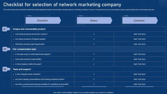 Checklist For Selection Network Marketing Effective Network Marketing Promotion Tactics Download Pdf