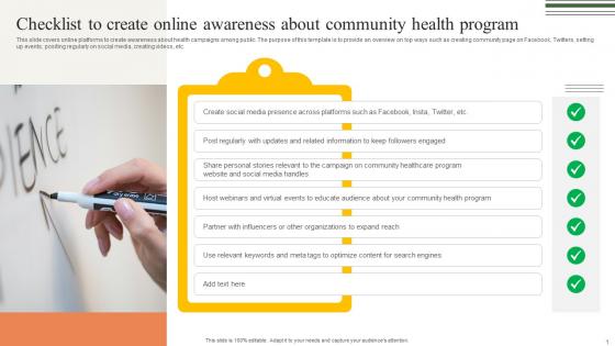 Checklist To Create Online Awareness Building A Winning Community Outreach Strategy SS V Checklist To Create Online Awareness Building A Winning Community Outreach Strategy SS V