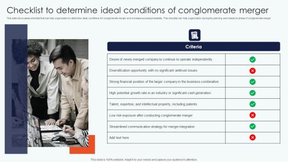 Checklist To Determine Ideal Conditions Leveraging Horizontal Vertical Diversification Entering Template Pdf