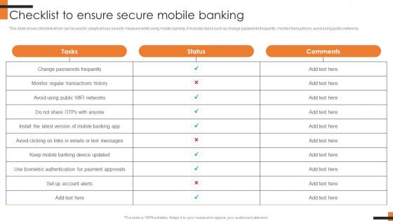 Checklist To Ensure Secure Mobile Banking Comprehensive Smartphone Banking Professional Pdf