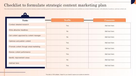 Checklist To Formulate Strategic Content Marketing Strategic Marketing Campaign Summary Pdf