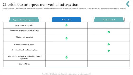 Checklist To Interpret Non Verbal Interaction Microsoft Pdf