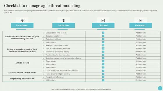 Checklist To Manage Agile Threat Modelling Crafting A Sustainable Company Structure Pdf