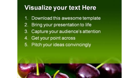 Cherries On Cherry Leaf Food PowerPoint Templates And PowerPoint Backgrounds 0211