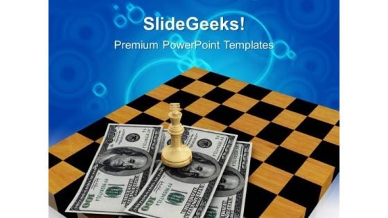 Chess Figures On Dollars And Chessboard Americana PowerPoint Templates And PowerPoint Themes 1012