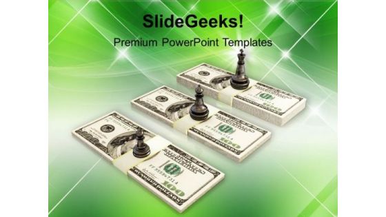 Chess King Queen Stand On Us Dollars Business PowerPoint Templates And PowerPoint Themes 1112