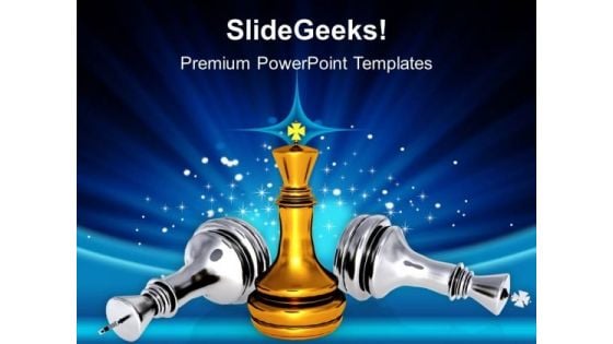 Chess King Standing Game Over Leadership PowerPoint Templates And PowerPoint Themes 1012