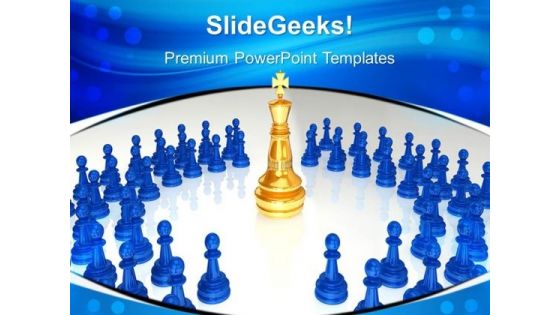 Chess King Surrounded Leadership PowerPoint Templates And PowerPoint Themes 0612