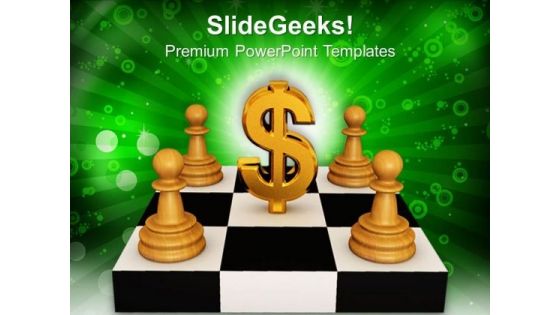 Chess Pawns Around Dollar Sign PowerPoint Templates Ppt Backgrounds For Slides 0213