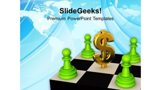 Chess Pawns Around Dollar Strategy Business PowerPoint Templates Ppt Backgrounds For Slides 0113