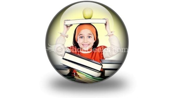 Child Girl Studying PowerPoint Icon C Child Girl Studying PowerPoint Icon C