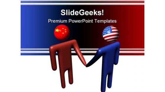 Chinese American Meeting Handshake PowerPoint Themes And PowerPoint Slides 0811