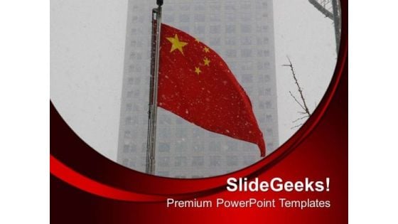 Chinese Flag With Snow Background PowerPoint Templates Ppt Backgrounds For Slides 0413