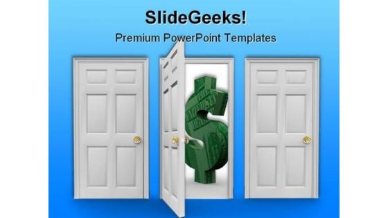 Choose The Door Dollar PowerPoint Background And Template 1210