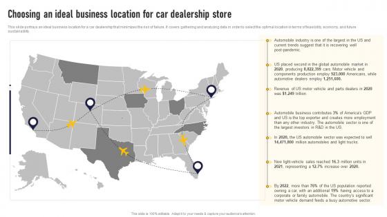 Choosing An Ideal Business Location For Car Dealership Auto Dealership Business Plan Brochure Pdf