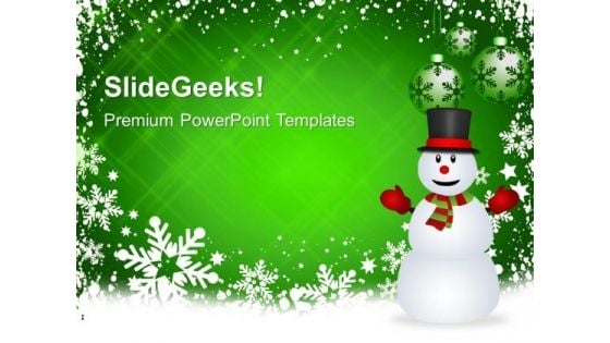 Christmas Background And Snowman Holidays PowerPoint Templates Ppt Backgrounds For Slides 1112