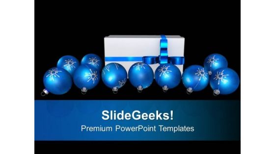 Christmas Balls Around Gift Festival PowerPoint Templates Ppt Backgrounds For Slides 0113