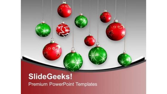 Christmas Balls Red And Green Hanging PowerPoint Templates Ppt Backgrounds For Slides 1212