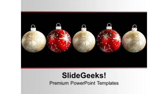 Christmas Balls White And Red Christmas PowerPoint Templates Ppt Backgrounds For Slides 1212