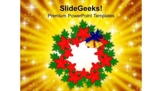 Christmas Bell Wreath Decorations PowerPoint Templates Ppt Backgrounds For Slides 1212