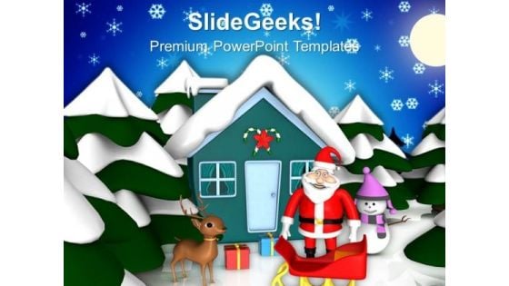 Christmas Celebrations With Santa PowerPoint Templates Ppt Backgrounds For Slides 1212