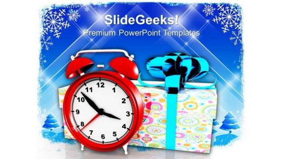 Christmas Gifts With Alarm Clock Festival PowerPoint Templates And PowerPoint Themes 1112