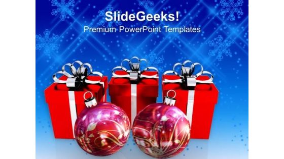 Christmas Gifts With Filigree Holidays PowerPoint Templates Ppt Backgrounds For Slides 1112