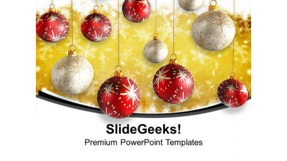 Christmas Hanging Balls Red And White PowerPoint Templates Ppt Backgrounds For Slides 1212