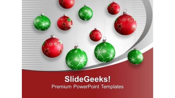 Christmas Hanging Bells For Decoration PowerPoint Templates Ppt Backgrounds For Slides 0413