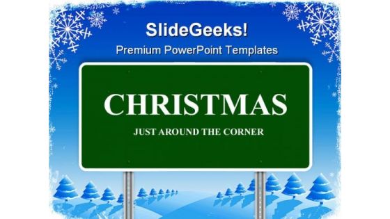 Christmas Highway Sign Festival PowerPoint Templates And PowerPoint Backgrounds 0911