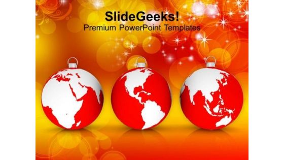 Christmas Ornaments With Earth PowerPoint Templates Ppt Backgrounds For Slides 1212