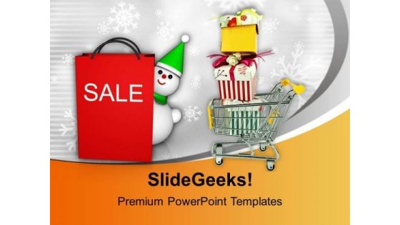 Christmas Sale Basket Full Of Items PowerPoint Templates Ppt Backgrounds For Slides 0113