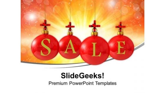 Christmas Sale Using Red Balls Cross Symbol PowerPoint Templates Ppt Backgrounds For Slides 1212