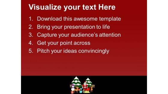 Christmas Scene Santa Ready Giving Gifts PowerPoint Templates Ppt Backgrounds For Slides 0113