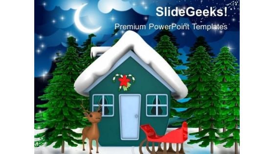 Christmas Theme With Santas Sleigh Holidays PowerPoint Templates Ppt Backgrounds For Slides 1212