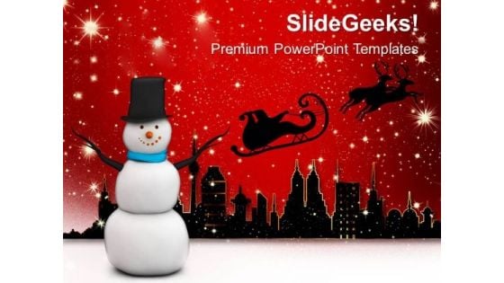 Christmas Theme With Snowman PowerPoint Templates Ppt Backgrounds For Slides 0613