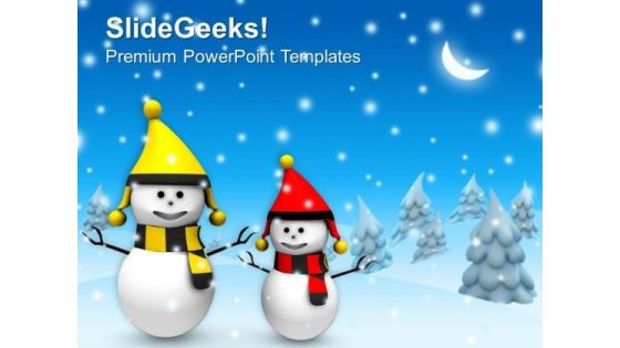 Christmas Theme With Snowman Winter Holidays PowerPoint Templates Ppt Backgrounds For Slides 1212