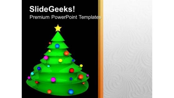 Christmas Tree With Balls And Star PowerPoint Templates Ppt Backgrounds For Slides 1212