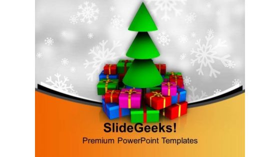 Christmas Tree With Colorful Gifts Celebration PowerPoint Templates Ppt Backgrounds For Slides 0113