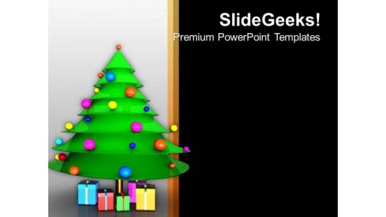 Christmas Tree With Gift Festival Theme PowerPoint Templates Ppt Backgrounds For Slides 0313