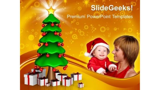 Christmas Tree With Gifts And New Year PowerPoint Templates And PowerPoint Themes 1012