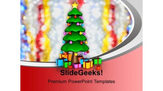 Christmas Tree With Gifts Festival PowerPoint Templates Ppt Background For Slides 1112