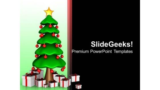 Christmas Tree With Gifts New Year Concept PowerPoint Templates Ppt Backgrounds For Slides 1112