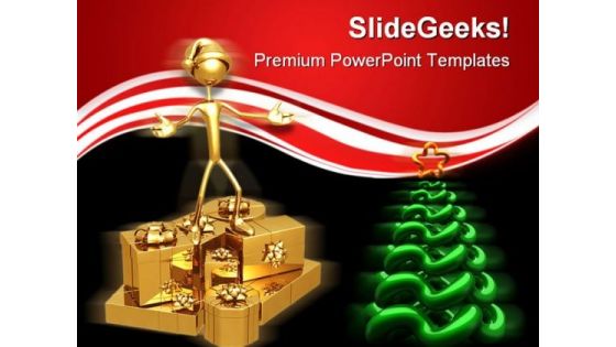 Christmas Tree With Presents Festival PowerPoint Themes And PowerPoint Slides 0411