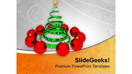 Christmas Tree With Red Balls PowerPoint Templates Ppt Backgrounds For Slides 1212