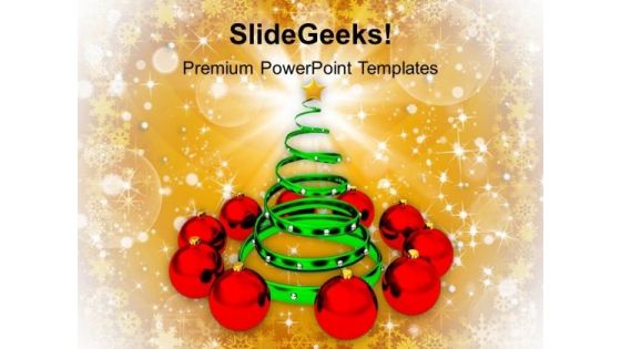 Christmas Tree With Red Baubles Events PowerPoint Templates Ppt Backgrounds For Slides 1112